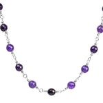 Faceted Natural Agate Stone Stainless Steel Necklace